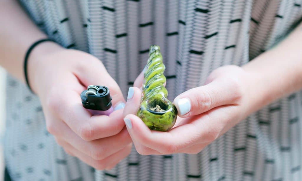 smoking weed pipe